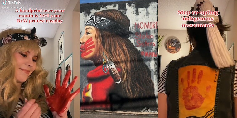 Коренной TikToker призывает протестующих Роу против Уэйда использовать изображения, используемые для протеста против убитых и пропавших без вести женщин из числа коренных американцев. 