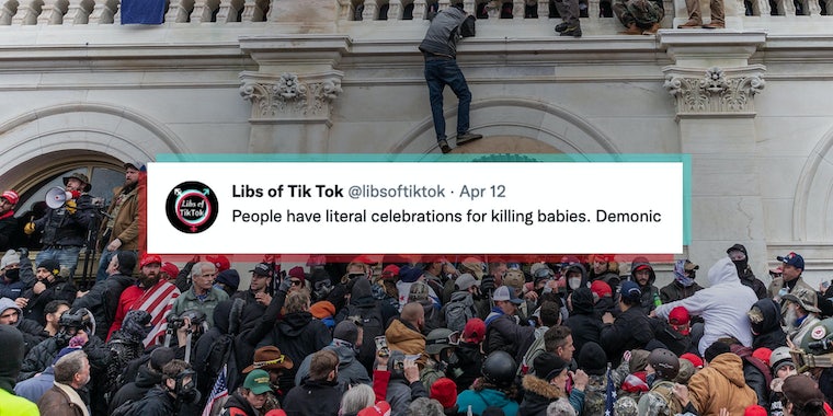 Libs из TikTok — влиятельного загадочного аккаунта в Твиттере, приветствуемого основными консерваторами, — принял участие в акции протеста Капитолия 6 января. 