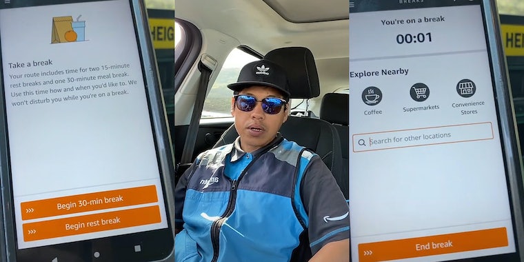 «Неправильно делать шпионское ПО при доставке»: водитель Amazon показывает кнопку, которую он должен нажать для 15-минутного перерыва 